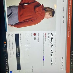 Whitney Terry Zip Hoodie. Cinnamon color